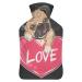 Pug Dog Lover Hot Water Bottle With Cover Plush Bed Bottle Hand Warmer For Adults And Children 26.5X15.3cm