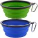 MOACC 2 pieces foldable silicone dog bowl foldable travel bowl bowl for dogs and cats spout -safe dog bowl with mountain stalig's buckle for water and feed (1000ml blue and green) blue+green