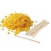 Warm wax beads + mini wooden spatula Made in Italy for hair removal depilation without fleece strips (1 kg yellow-honey)