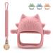 Baby Teething Toys Set  Silicone Infant Hand Teether with Pacifier Clip Holder for Babies  BPA Free Baby Chew Toys Relieve Gums for Boys Girls 6-12Months(Pink)