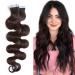SEGO TAPE Extensions Real Hair Welled 16 inch/40cm 20 Tap Town Hair Extension 100% Remy Hair 50g with 10 PC Subject-Tape Dark Brown#2