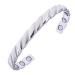 Original Copper Magnetic Cuff Bracelet for Men & Women – Silver Braided Style – Adjustable - Ultra Strength