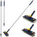 KNFFSAAJL Long Handle Scrub Brush 3 in 1 Tub Tile Scrubber with 46 inches Extendable Long Handle Stiff Bristle Shower Scrubber with 360 Degree Rotatable Head Wiper Strip Replaceable Sponge Head for Wa Blue dual - Buy Online on GoSupps.com
