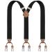 Dresime H se B rs Men's braces for pants with 6 strong metal clips Y-back adjustable braces braces Heavy duty elastic men's braces a-black a