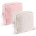 TIESOME Embroidery Sanitary Napkin Storage Bag 2Pcs Portable Period Holder Bag Menstrual Cup Pouch Period Pad Pouch Menstrual Cup Pouch Tampon Holder Menstruation First Period Bag (Pink+White)