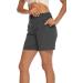 BASUDAM Women's Quick Dry Hiking Shorts - Water Resistant with Zipper Pockets, Dark Grey Large - Buy Online on GoSupps.com