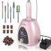 Nail milling mills for gelail 35000 rpm electrical nail cutter 6 in 1 manicure set electrically stepless speed with LED dislay for nail skin shellac acrylic gel safe for beginners professional rosagold