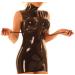 McWJ 100% handmade breast design women tight black latex dress with back -side zip decorations black L L Color Customization
