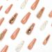 Justotry 24 Pieces Coffee Rhinestone French Ballerina Press On Nails - Marble Short Fake Nails for Women - Buy Online on GoSupps.com