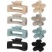 8 Pack Medium Claw Clips, Hair Clips for Women Girls 3.5" Cute Flower Claw Clip Square Hair Claw Clips, Matte Hair Clip Hair Claws 2 Styles Claw Hair Clip for Thick Thin Hair squareflower