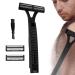 Humdcdy Back Shavers for Men Back Hair Removal and Body Shaver Waterproof Personal Trimmer with Ergonomic Handle for Sensitive Skin and Hair Trimming Black