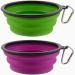MOACC 2 pieces foldable silicone dog bowl foldable travel bowl bowl for dogs and cats spout -safe dog bowl with mountain stalig's buckle for water and feed (1000ml purple and green) purple+green