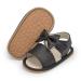 Sonsage Infant Baby Girls Boys Summer Sandals Newborn Bowknot Crib Sandal Outdoor Beach Toddler Pu Leather Soft Rubber Sole Dress Flats First Walker Shoes 6-12 Months A01 Black