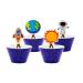 72 Piece Astronaut Solar Space Cupcake Wrapper Topper Kids Party Supplies Birthday Baby Shower Cake Decorations