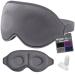 WONDERfoam Contoured Memory Foam Sleep Mask Blinkable Light Blocking Blackout Eye Covers for Sleeping Adjustable and Comfortable Cushion Blindfold Night Masks with Ear Plugs for Men and Women Gray