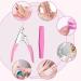 DHWEKU Stainless Steel False Nail Clippers Professional Nail Cutter Clippers Capsules Nail Clippers for False Nails and Gel Nails with 5 Diamond Shaped Sponge Rubbing Strips (Pink) - Buy Online on GoSupps.com