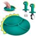 SFCCMM Silicone Toddler Plates Tableware Set Have Silicone Suction Plates and Forks Spoons Kids Grip Dish Self Feed Training Baby Dinner Plates Microwave Dishwasher Safe -Not BPA Free (Green)