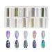 ECSiNG 10 Rolls White Pearl Color Holographic Nail Foil Transfer Sticker Roll Set Nail Art Transfer Glitter Stickers for Nail Art Decoration DIY Salon -Style-A Style A