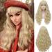 FVCENT 27 inch long curly women girls charming synthetic wig with bangs (Blonde)