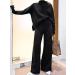 Fixmatti Women's Knitted High Neck Sweater Wide Leg Pant Set - Yy-black Large - Buy Online on GoSupps.com
