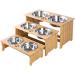 FOREYY Bamboo Raised Pet Bowls for Cats & Small Dogs 2 Stainless Steel Bowls, Anti-Slip Stand, 4'' Tall - Buy Online on GoSupps.com