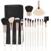 ZOREYA Makeup Brushes Set 15pcs Rose Gold Luxury and Fashion Makeup Brushes Professional Premium Synthetic Foundation Powder Concealers Eye Shadows Makeup brushes Set with Perfect Vegan Leather Bag