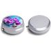 Beautiful Orchid Print Round Pill Box - 3 Compartment Portable Medicine Organizer | Decorative Metal Pocket Pill Case - Buy Online on GoSupps.com