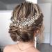 Latious Crystal Bride Wedding Hair Vine Silver Bridal Hair Piece Pearl Hair Accessories Leaf Hair Jewelry for Women and Girls (7.5 Inches)