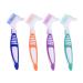 4 pieces of portable prosthesis cleaning brushes with moderate multi -layered bristles double -sided brush for cleaning false teeth - 4 colors