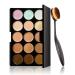Aeromdale 15 Colors Eyeshadow Palette Set with Curved Brush