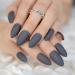 False Nails Fashion Smoky Gray Matte Stiletto Fake Nails Soft Good Feel Almond Pointed Press On Oval Frosted Full Cover False Nail Art Tips Matte Grey - Buy Online on GoSupps.com