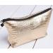 PREMYO Small Cosmetic Bag - Stylish Makeup Bag for Women & Girls - Versatile Handbag & Pencil Case in Gold - Buy Online on GoSupps.com