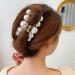 Geometric Pearl Rhinestone Hair Claw Clip - Elegant Acrylic Hairpin for Women | Large Size Hair Accessory Barrette | White Pearl Crab Decoration - 1Pcs - Buy Online on GoSupps.com