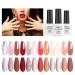 AIMEILI Soak Off Pink Red Glitter Nude Gel Nail Polish Color Set Of 12pcs X 8ml - Kit Set 16 KIT4