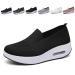 GEOBY Women's Orthopedic Sneakers Slip-On Light Air Cushion Orthopedic Sneakers Women Casual Walking Sneaker Orthopedic Arch Diabetes Support 2023 (Black 7.5) Black 7.5