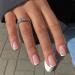 QINGGE Pink French Tip Press on Nails Short Length Square Fake Nails with Glitter Design Stick on Nails Glue on Nails Glossy Acrylic Nails False Nails for Women 24Pcs A1 Pink White French