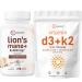 Micro Ingredients Vitamin D3 5 000iu + K2 100mcg Softgels & Lions Mane Supplement 240 Veggie Capsules Bundle 2 Pack | Essential Sunshine Vitamins | Superfood Mushroom Antioxidants with L-Ergothioneine