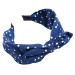 Generic Bow Headband Dot Wide Band for Women Blue