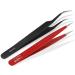 Plucking tweezers pointed splinter tweezers set red black stainless steel hair plucking tweezers