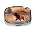 Dog Catching Pheasant Printed Square Pill Box Portable Travelling Pill Box Medicine Organiser