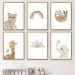 lulupila Pictures Nursery Decorative Poster Baby Room Living Room A4 Children's Poster Animal Motifs Forest Animals for Children Boys Girls (Set of 6 - V1)