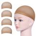 URAQT Wig Caps 4 Pcs Stretchy Nylon Stocking Wig Cap Ultra Thin Unisex Nude Wig Cap to Hold Wig in Place for Women Men Breathable Wig Net Cap for Long Short Hair Beige