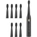Electric Toothbrush for Adults w/ 7 Replacement Brush Heads Soft Bristle 5 Modes 2 Mins Smart Timer One Charge for 15 Days Portable Electronic Toothbrush Dental Care Cleaning /642 (Color : Bla Black