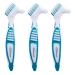 Wellsamed denture toothbrush denture brush for third teeth (3 pieces green) 1 piece (pack of 3) green