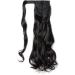 Ponytail Extension Wrap Around Long Straight Curly Clip in Ponytail Hair Extensions for Women Brown Black Blonde Hairpiece 24"-Curly Dark Black - Buy Online on GoSupps.com
