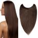 Hairpiece Extensions Real Hair Extension 1 Weft Remy Hair Hair Thickening with Wire Straight Medium Brown#4 22(56cm)-75g
