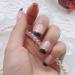 French Fake Nail Nude Nails with Black and Glitter Top Artificial Nails for Daily Wear Medium Long Size Nails