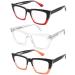 3 Pack Oprah Style Oversized Reading Glasses for Women Blue Light Blocking Computer Readers Anti UV Ray/Eye Strain/Glare Cat Eye Eyeglasses with Pouches Black-red/Transparent/Black-brown/ 2.75x