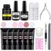 lagunamoon Poly Gel Nail Extension Kit - UV LED Gel Polish Set for Manicure - No Wipe Top Coat, Base Coat, Slip Solution - Xmas Gift - Soft Coral - Buy Online on GoSupps.com