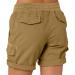 Women's High Waist Hiking Cargo Shorts - 6 Pocket Outdoor Bermuda Shorts in Khaki - Size Medium - Buy Online on GoSupps.com